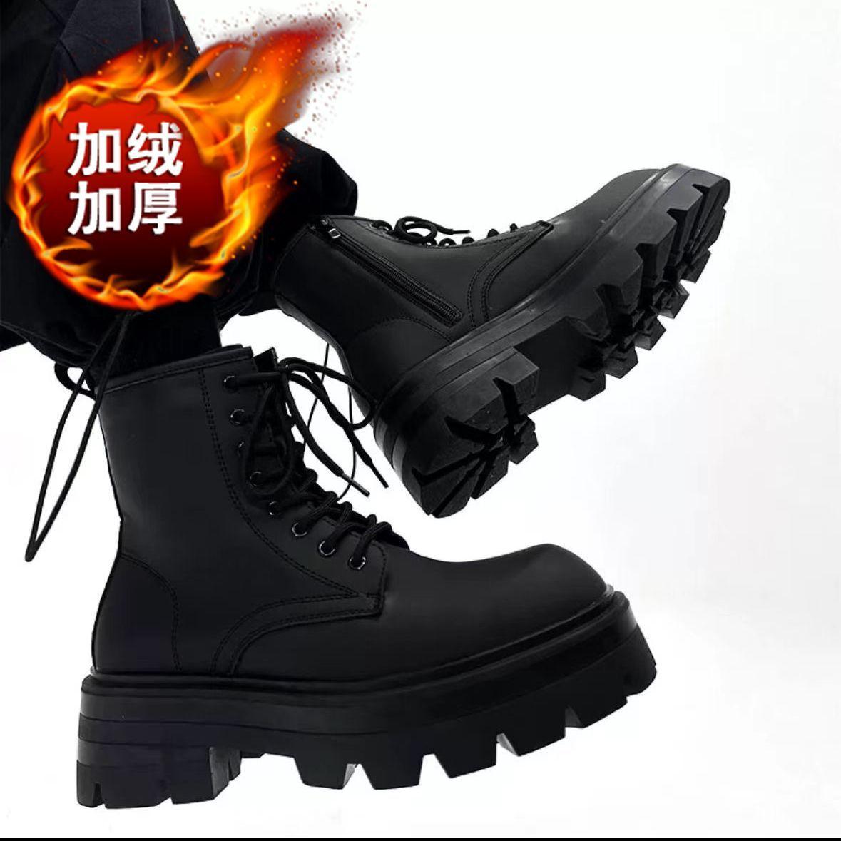 

Модная мужская обувь Fad Velvet Высокие мужские ботинки Платформа Матовая кожа Ботинки-локомотивы Высококачественные ботильоны на толстой подошве Botas Hombre 43