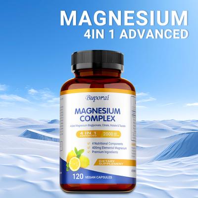 Magnesium Glycinate Complex 4-in-1 - 2000 Mg Per Serving, Magnesium Bisglycinate, Magnesium Citrate, Magnesium Malate, and Magnesium Taurate