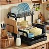 Kitchen Storage Rack Small Family Tableware Drain Rack Multi-Function Bowl Chopstick Organizer Drip Tray Countertop Saver