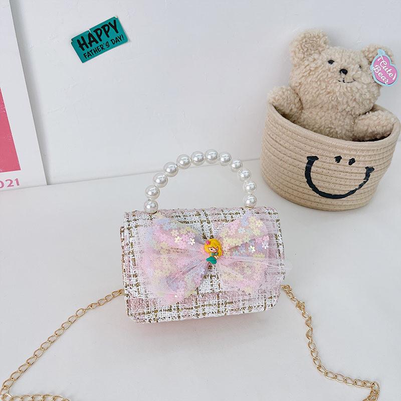 Stylish Kids Crossbody Bag With Bowknot Pearl Detail Charming Chic Design For Little Girls