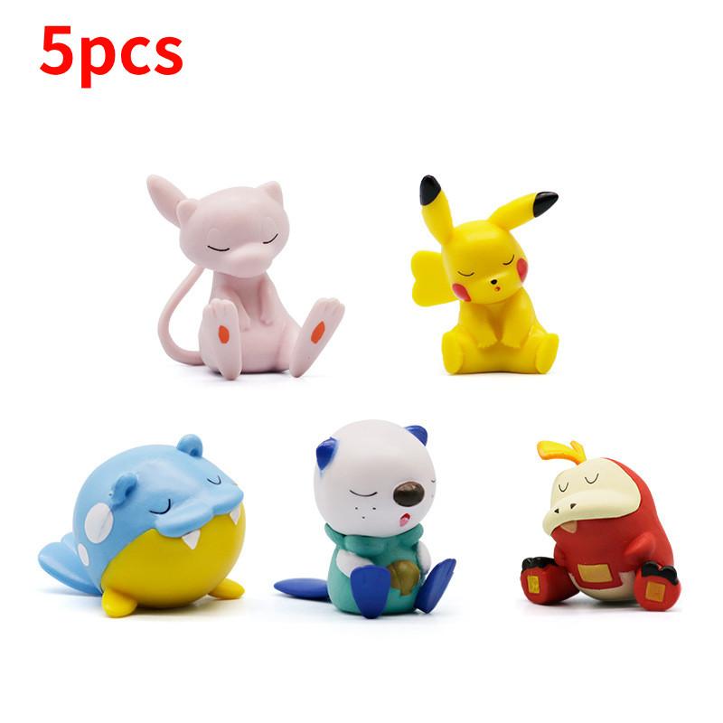 Pikachu 5pcs Sleeping Action Figure Capsule Toy Anime Collectible Doll