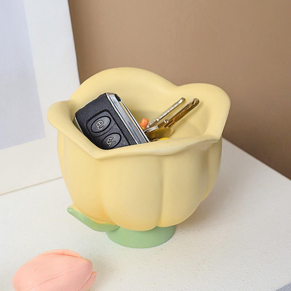 Flower Shape Storage Box Innovative Cute Resin Storage Decorative Ornament for Entryway Desk