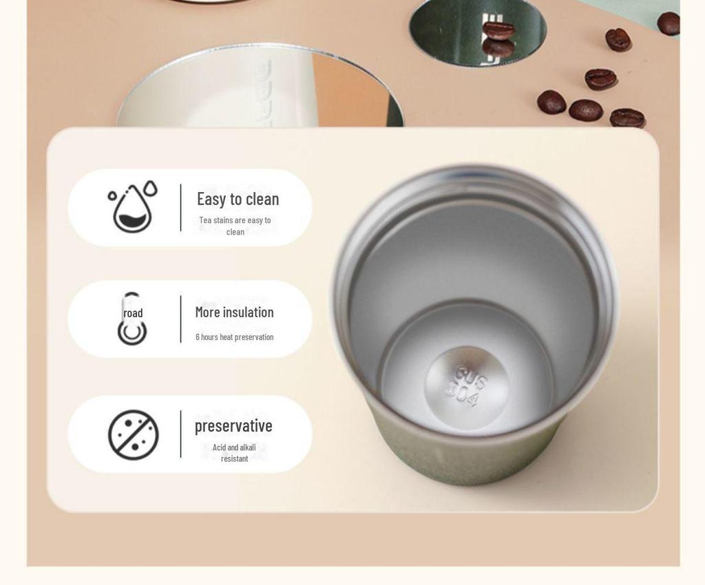 304 Stainless Steel Thermos Coffee Cup for Travel, Car, Office - Portable, Durable, Sleek Design - Keeps Drinks Hot or Cold, Easy To Clean