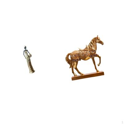 Vintage Tribal Lady And Horse Sculpture Tabletop Ornament Decorative Figurine for Desk Cabinet
