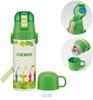 Two-Way Stainless Steel Sports Water Bottle with One-Touch Cup, 470ml (Direct Drinking) and 430ml (Cup Drinking) Set (Water Bottle, Name Sticker)