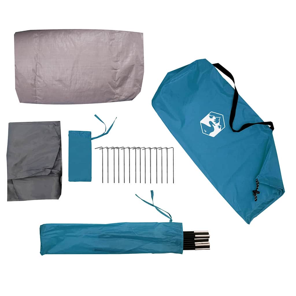 Tunnel Tent for 4 Persons with Roof in Blue and Grey 318 x 275 x 140 cm