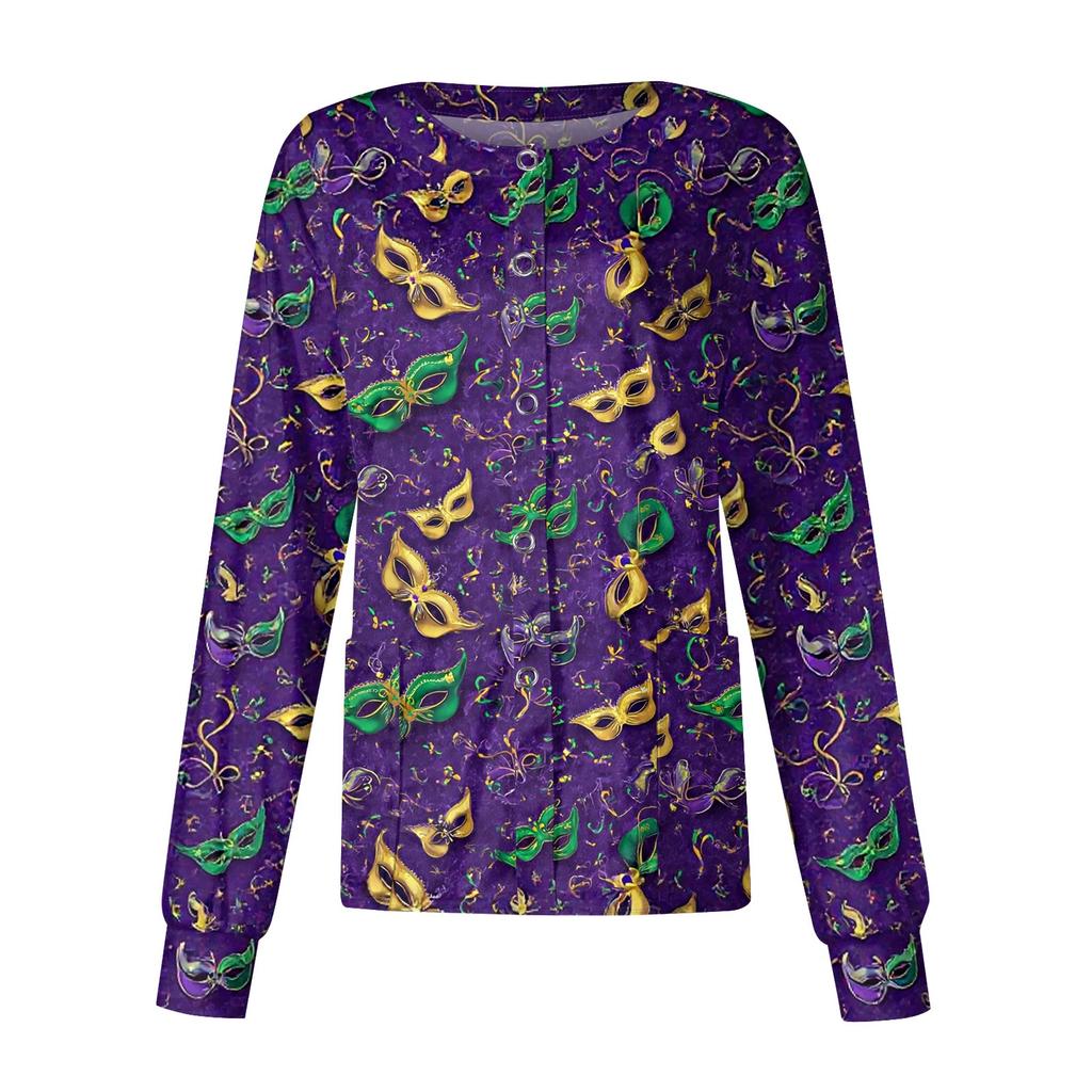 Women's Casual Long-sleeved Single-breasted Printed Protective Clothing Cardigan Top