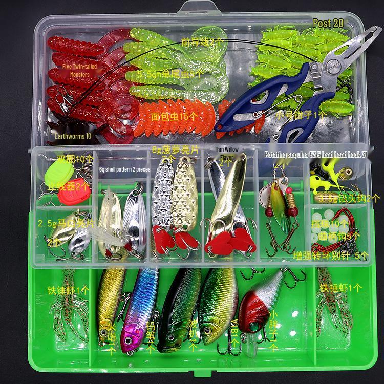 Lure Spinner & Soft Bait Thunder Frog Minnow Hook Combo Set In Box