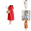 Luxurious Cotton Loose And Thin Dress For Women With Short Sleeves And Round Neck