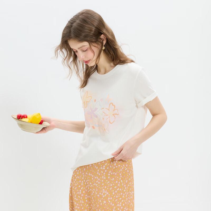 Sancai 2026 Summer Floral Print Round Neck T-Shirt
