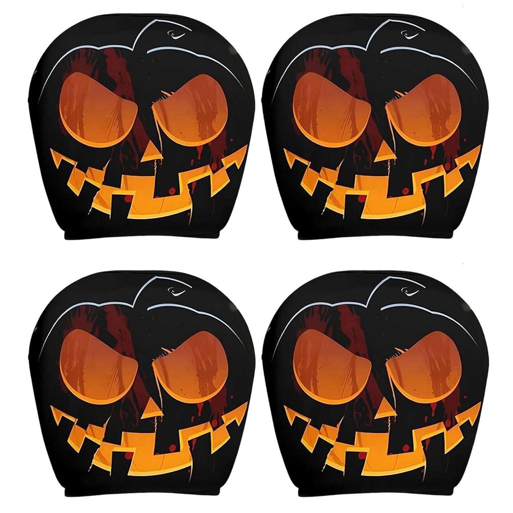 2/4PCS Cartoon Car Headrest Cover Cute Smiling Face Printed Head Rest Cover Elastic Funny Seat Head Pillowcase Car Decor