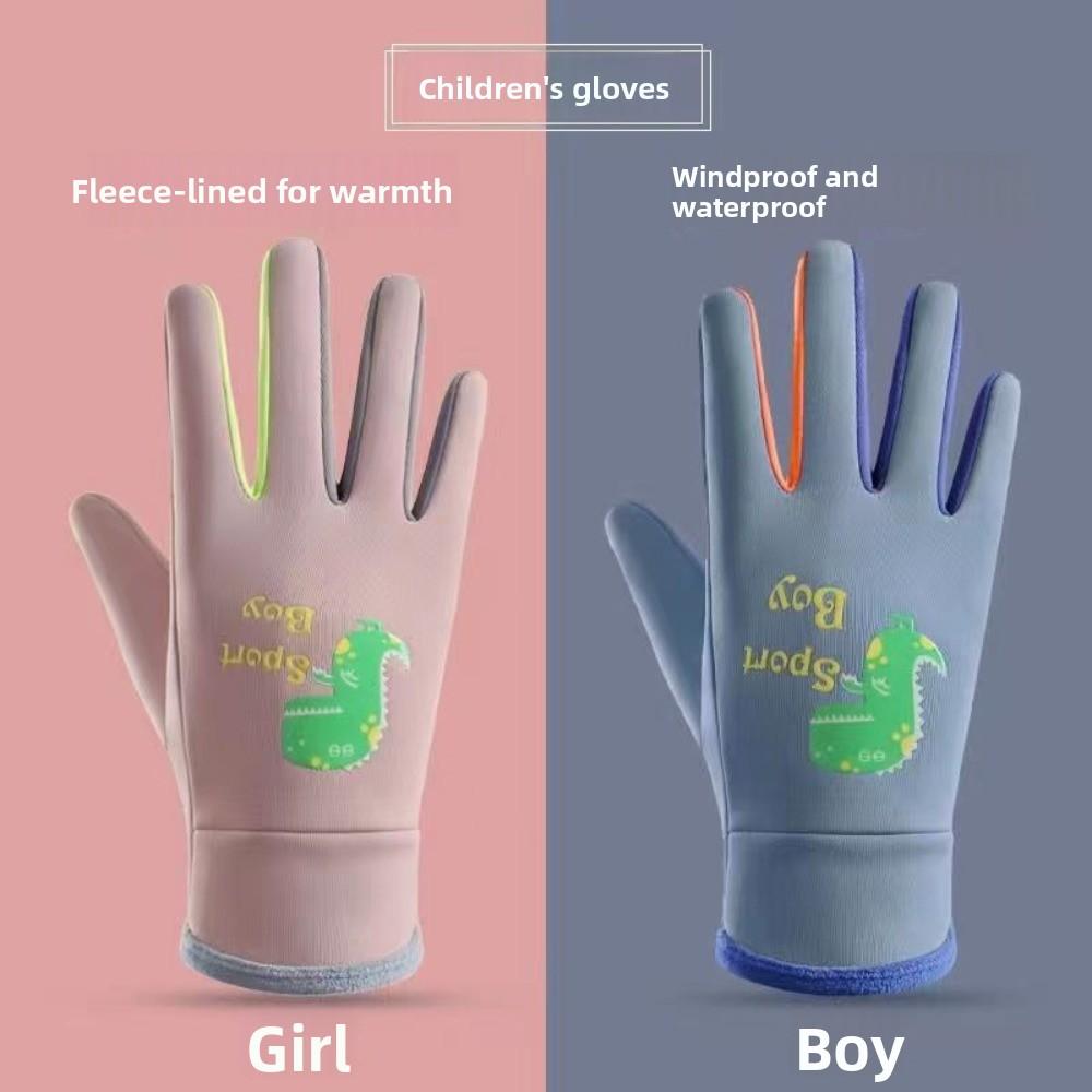 Windproof Kids Winter Cycling Gloves Night Luminous Children's Outdoor Gloves  Snowy Day