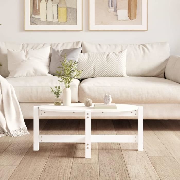 VidaXL Table basse Blanc 87x48x35 cm Bois massif de pin 822323