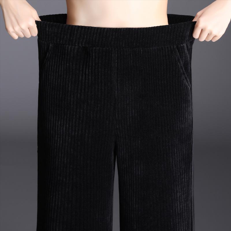 Women's Chenille Wide-Leg Corduroy Pants, Fleece or Non-Fleece, Plus Size, Autumn-Winter Casual Straight-Leg