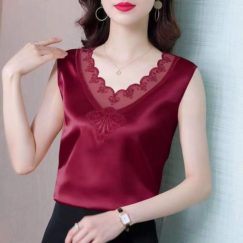 New suspender large size women's clothing spring and summer inner shirt outer wear sleeveless backing lace V-neck top vest women's trend