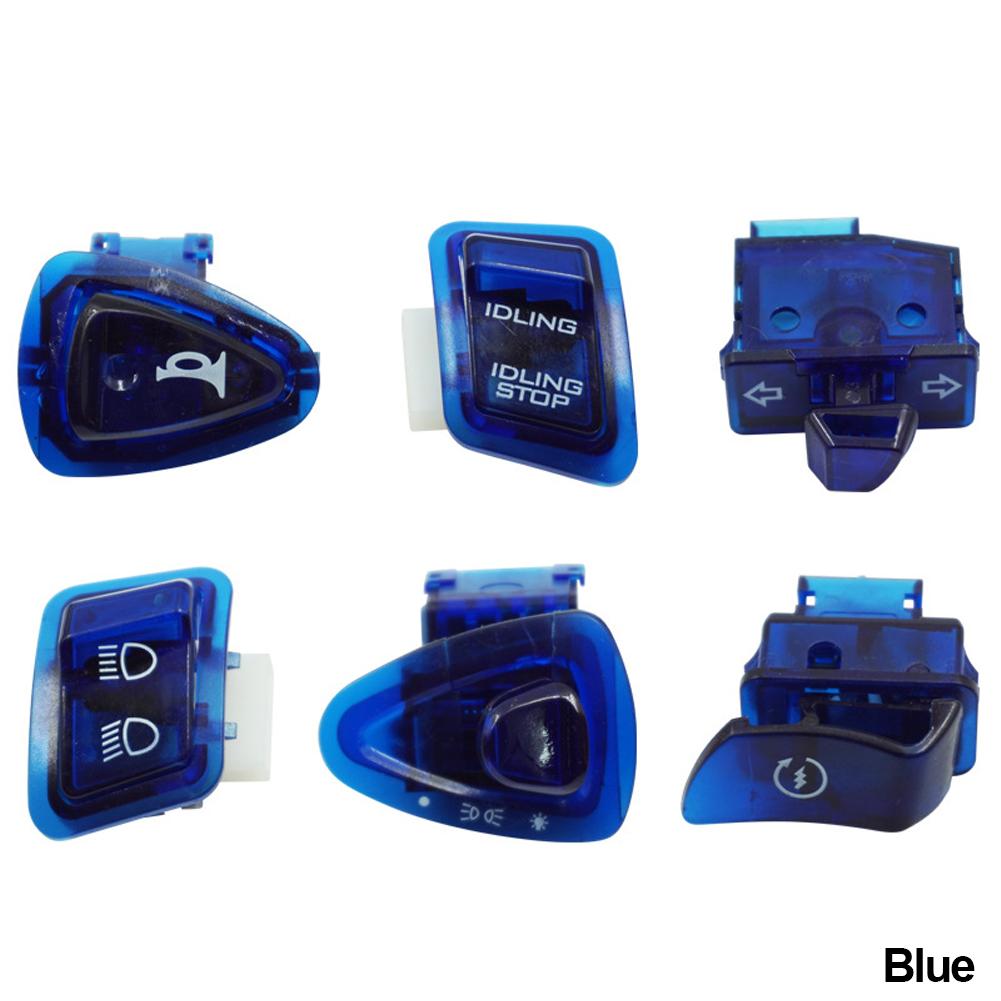 

6 шт./компл. головной свет мотоцикла, звуковой диммер, стартер, одна кнопка переключателя для GY6 50cc 125cc 150cc ATV, мопед, скутер синий