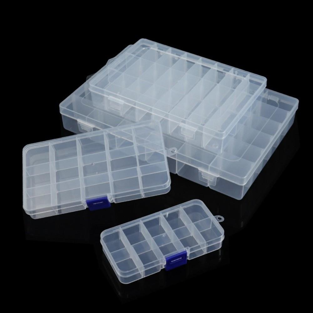10/15 Grid Clear Plastic Box Multi-functional Dustproof Tools Storage Cases Rectangular Waterproof Packing Container Home Use
