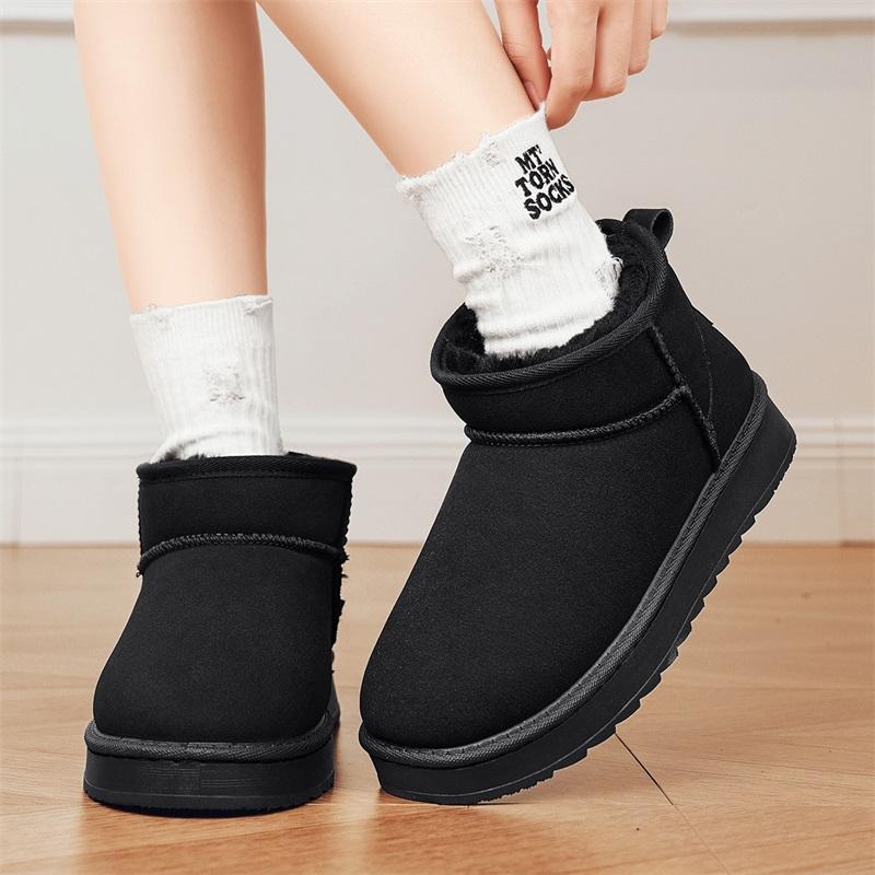 Snow Boots Women Lace Up Warm Ankle Boots Ladies Winter Fur Shoes Platform Casual Comfortable Short Boots