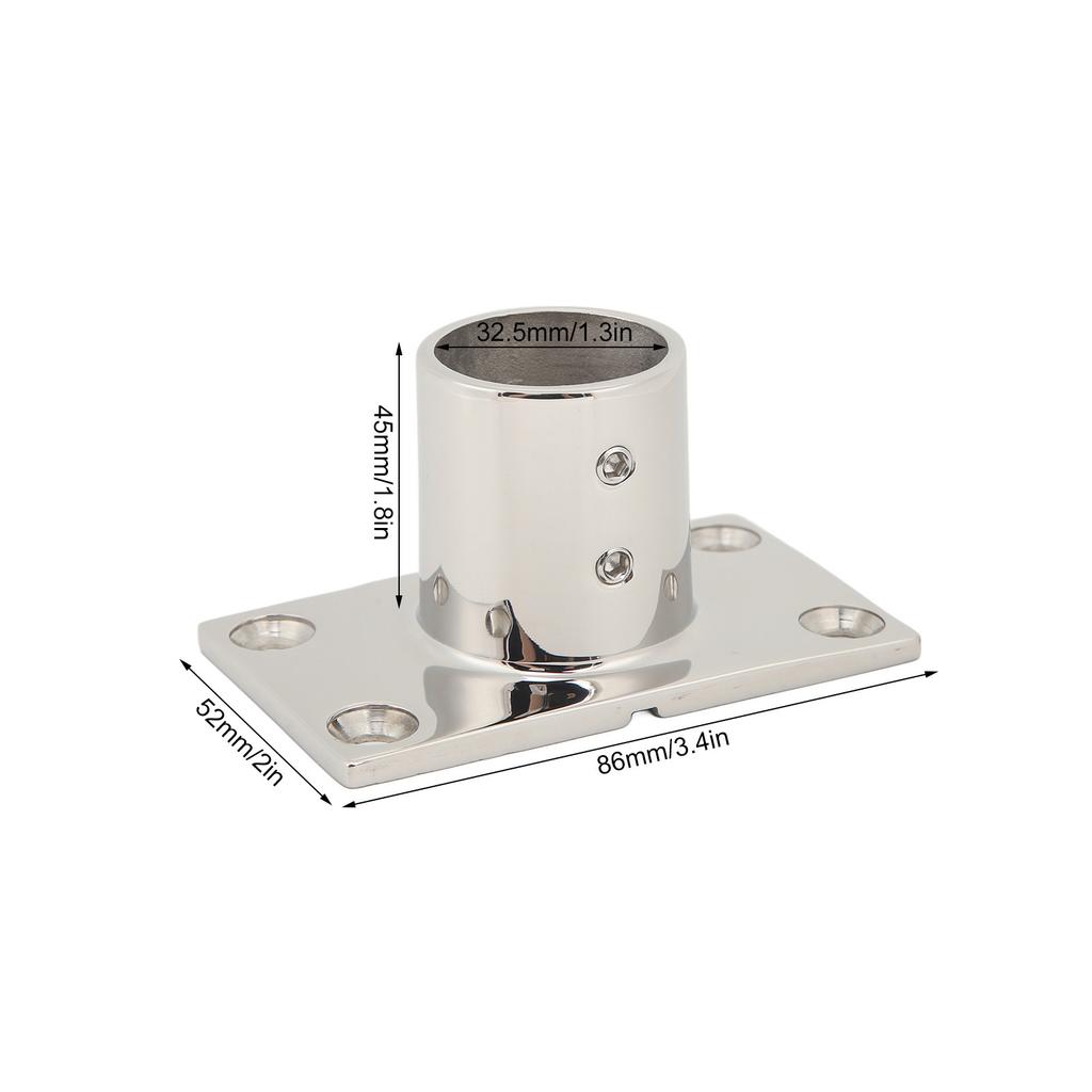 1Pc Boat Handrail Fitting Rectangular Base Silver Rugged Rustproof Boat Deck Handrail Rectangular Base 90° for Boat Marine Yacht