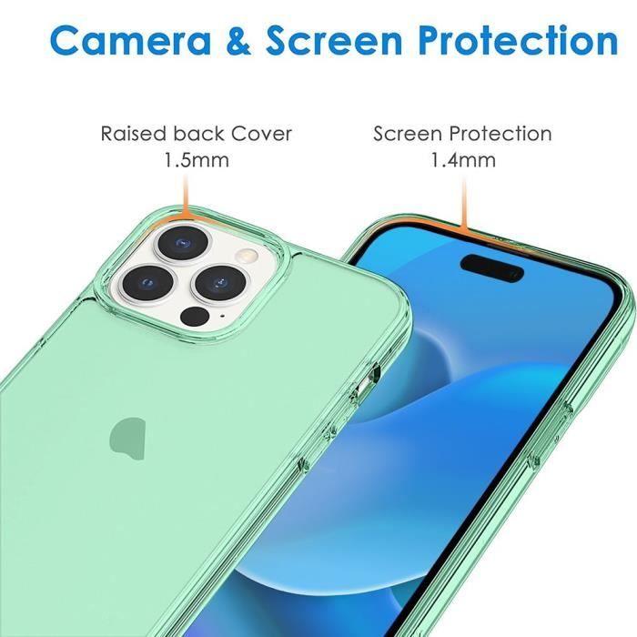 Coque Silicone - BOOLING - pour iPhone 14 Pro - Vert - 2 Vitres Verres Trempés - Protection Optimale - Souple