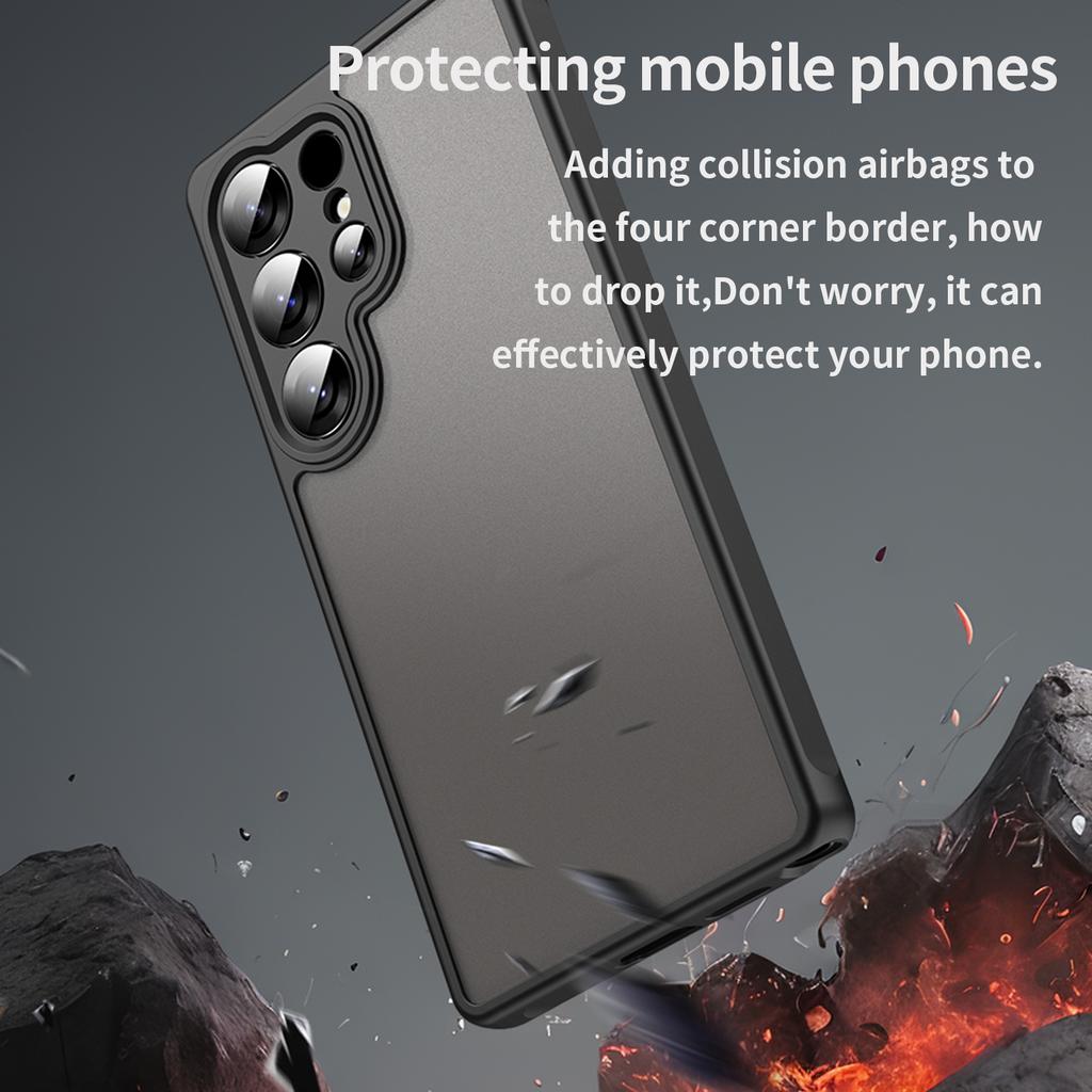 For Samsung Galaxy S25 Ultra Phone Case Drop Proof Airbags Frosted Translucent PC+TPU Back Cover