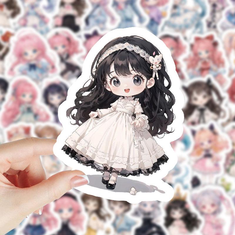 103 süße Aufkleber mit Loli-/Mädchenmotiven zur selbst gestalteten Dekoration von Notizbüchern, Planern, Wasserflaschen und Anime-Bastelarbeiten.