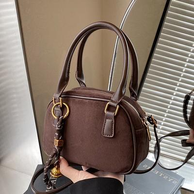 Commuter Vintage Large Capacity Suede Bag Women'S Shoulder Bag Handheld Boston Bag
