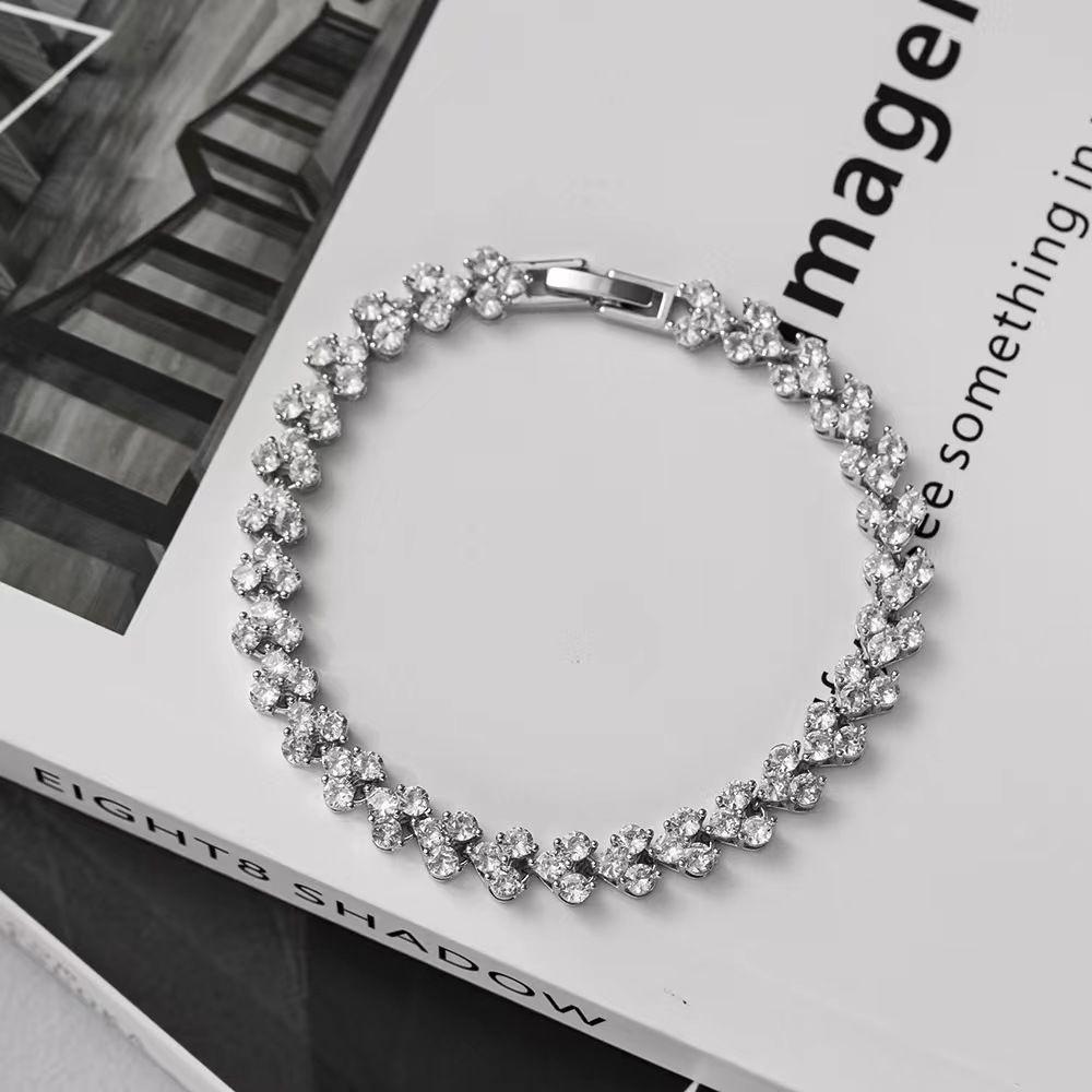 2025 Exquisite Women's Zircon Roman Bracelet Inlaid with Diamonds - European and American Design