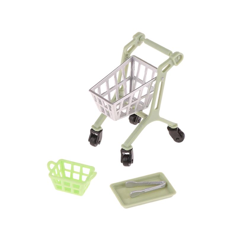 1/12 Dollhouse Simulation Shopping Trolley Basket Tray Dollhouse Mini Supermarket Accessories Dolls House Decoration