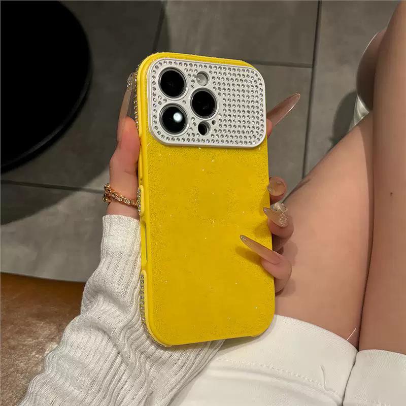 

Premium Glitter Window Phone Case for iPhone 17 Pro with Full Diamond Lens Cover 17 Pro жёлтый