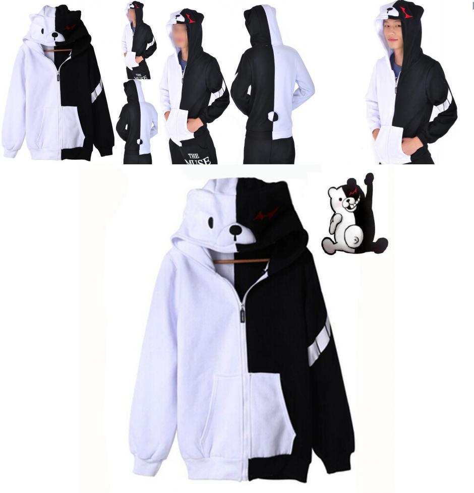 Anime Danganronpa Monokuma Cosplay Unisex Jacket Hoodie Sweatshirt Coat Hooded
