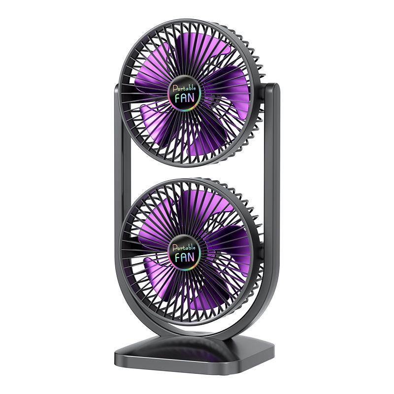

Dual-Head Adjustable USB Desktop Fan for High-Power Air Circulation. 19.8×15.6×39.3 cm