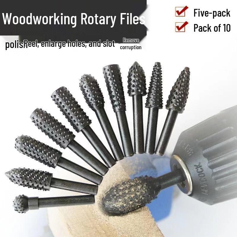 Electric Rotary Woodworking Tool Set: Irregular File, Wood File, Tea Tray Grinder, Root Carving Knife