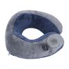 Self Inflatable Travel Pillow U Shaped Portable Neck Chain Support for Sleeping Napping Dark Blue with Gray