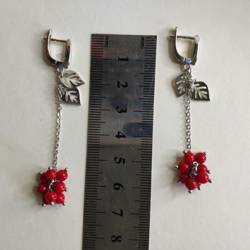 Silver Earrings with Coral (2147084)