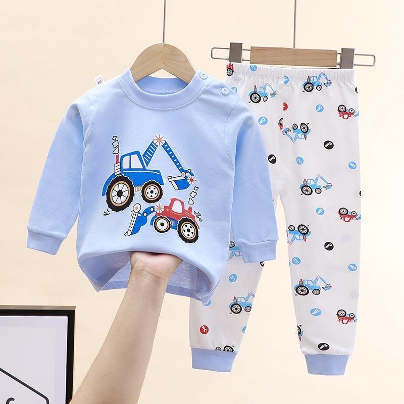 Winter Kids Long Sleeve O Neck T Shirt Pants Set Casual Baggy 2pcs Suit Cotton Cartoon Printes Outfit