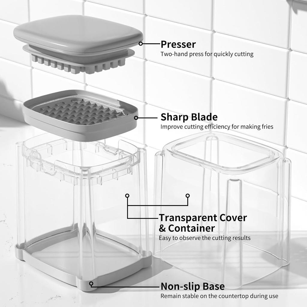 Vihoom Kráječ na brambory, Kráječ na brambory s nerezovými čepelemi 10 x 10 mm, Kráječ na zeleninu, Kráječ na kostičky, Multifunkční kráječ na zeleninu na hranolky