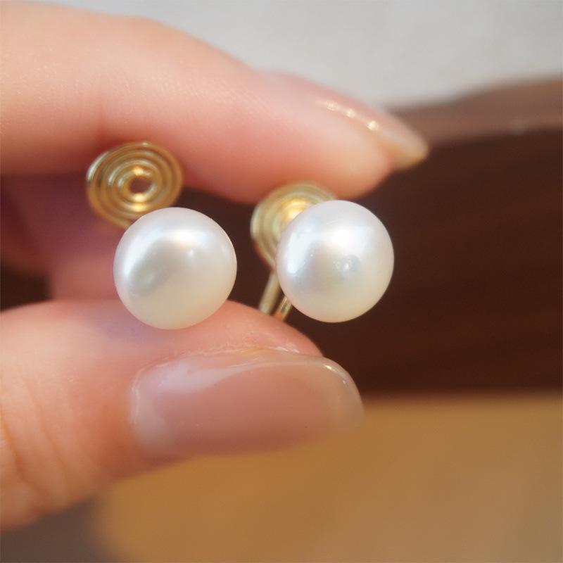 Versatile Non-piercing-free Ear Clips with Mosquito Coil Tray Design, 11k Gold Accent Fashion Large Natural Freshwater Pearl Earrings for Women