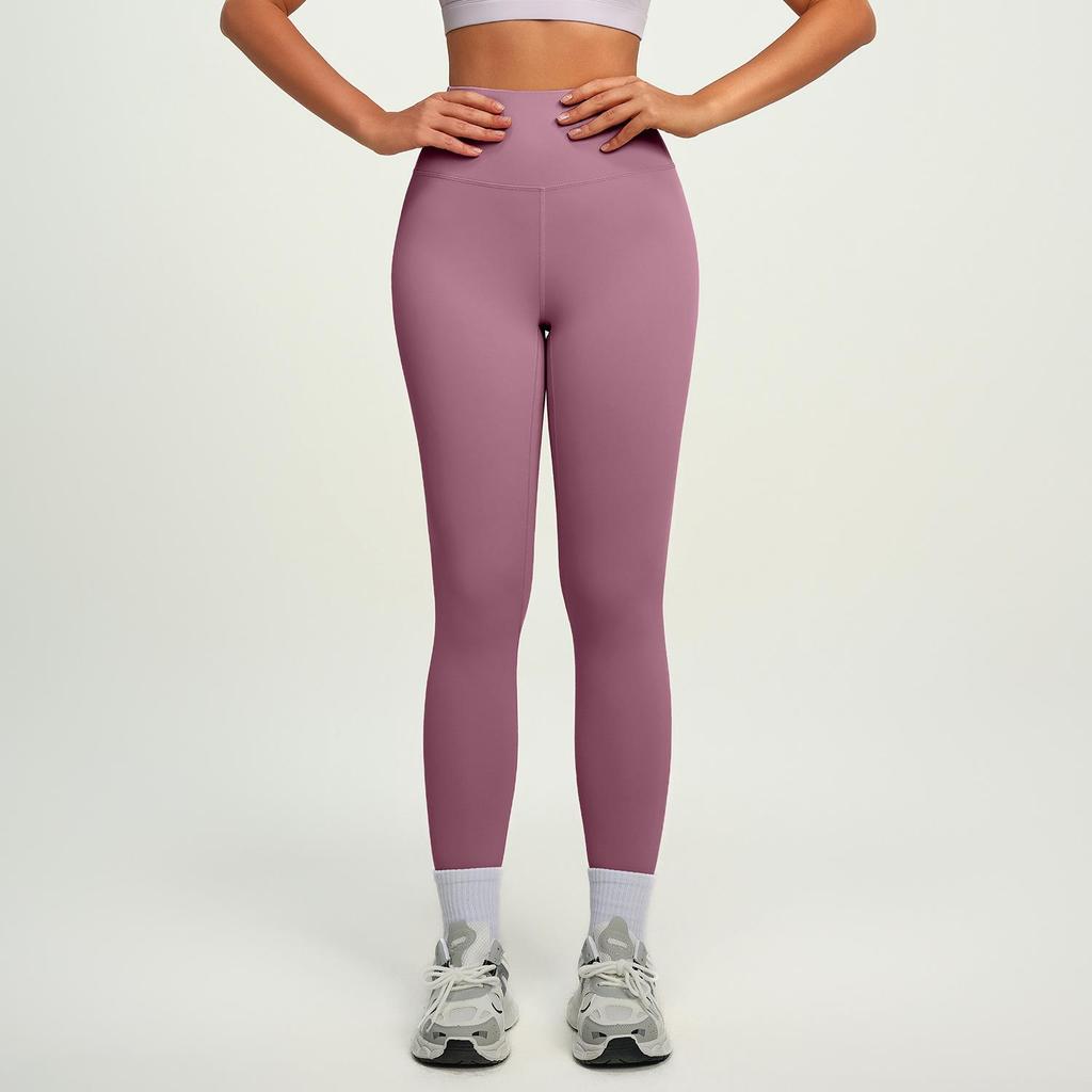 MT20 Women's High Waist Butt-Lifting Purple Yoga Pants - Peach Basic Sportswear