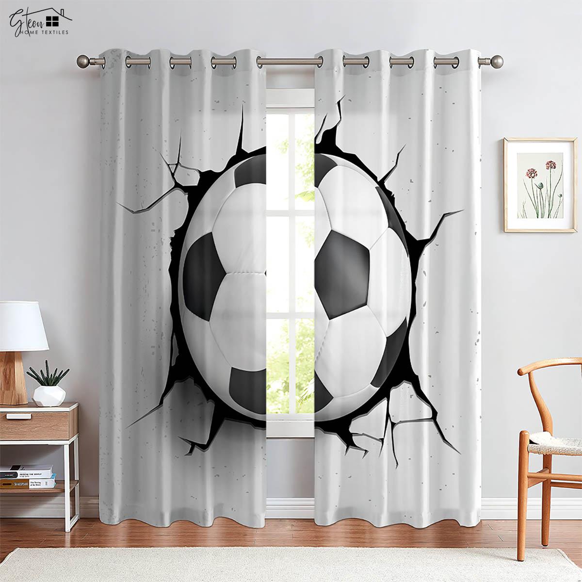 

Вода и Огонь Спорт Футбол Принтованные Шторы 100% Полиэстер Спальня Гостиная Кабинет Декоративные Шторы 2 Штуки W50xH130(CM)x2PCS&Rod pocket