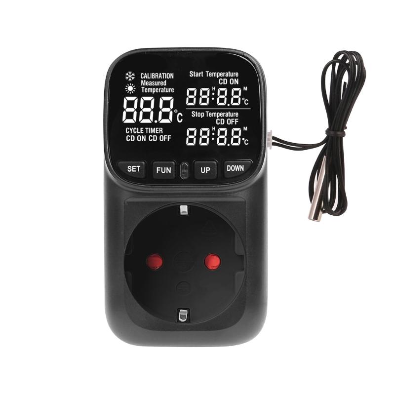 

Термостатична розетка європейського стандарту з дисплеєм підсвічування та таймером зворотного відліку, проста в експлуатації для контролю температури акваріумів 1