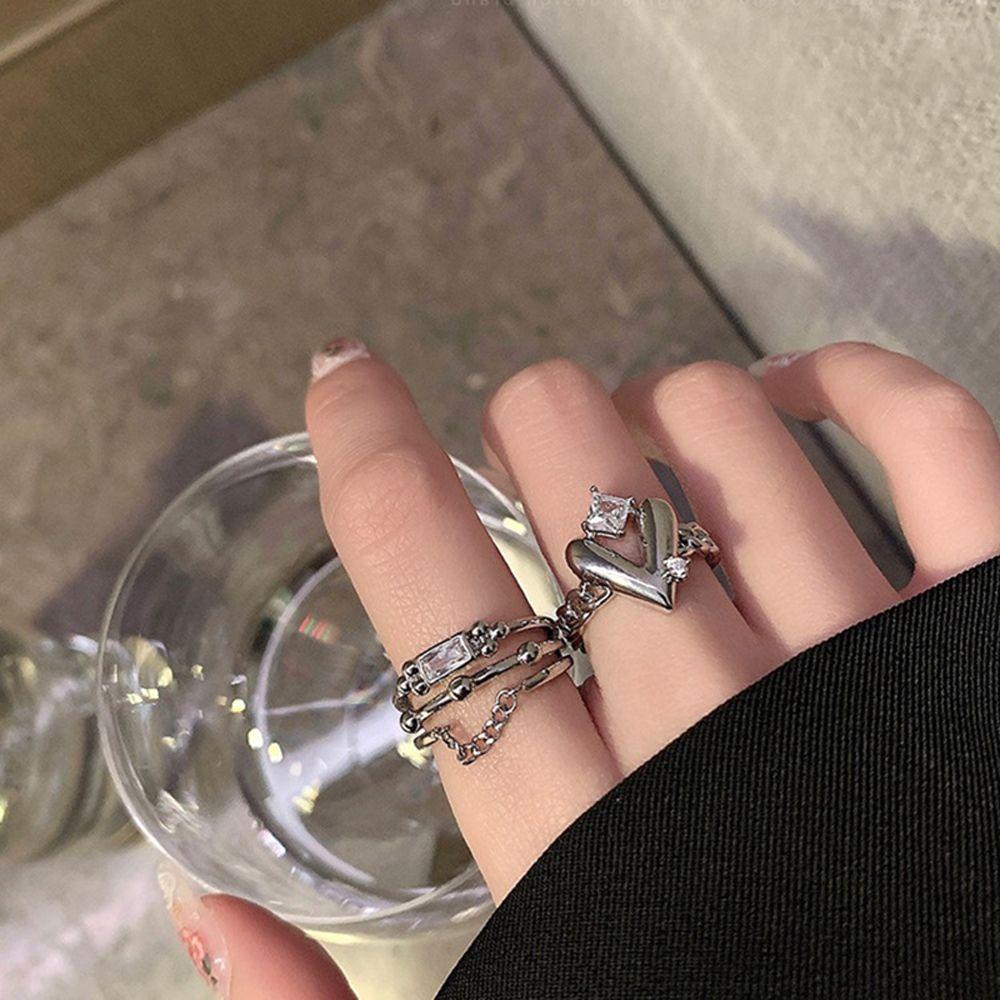 

Темперамент ретро серебряный цвет элегантный корейский стиль кольца сердечки женские кольца модные украшения