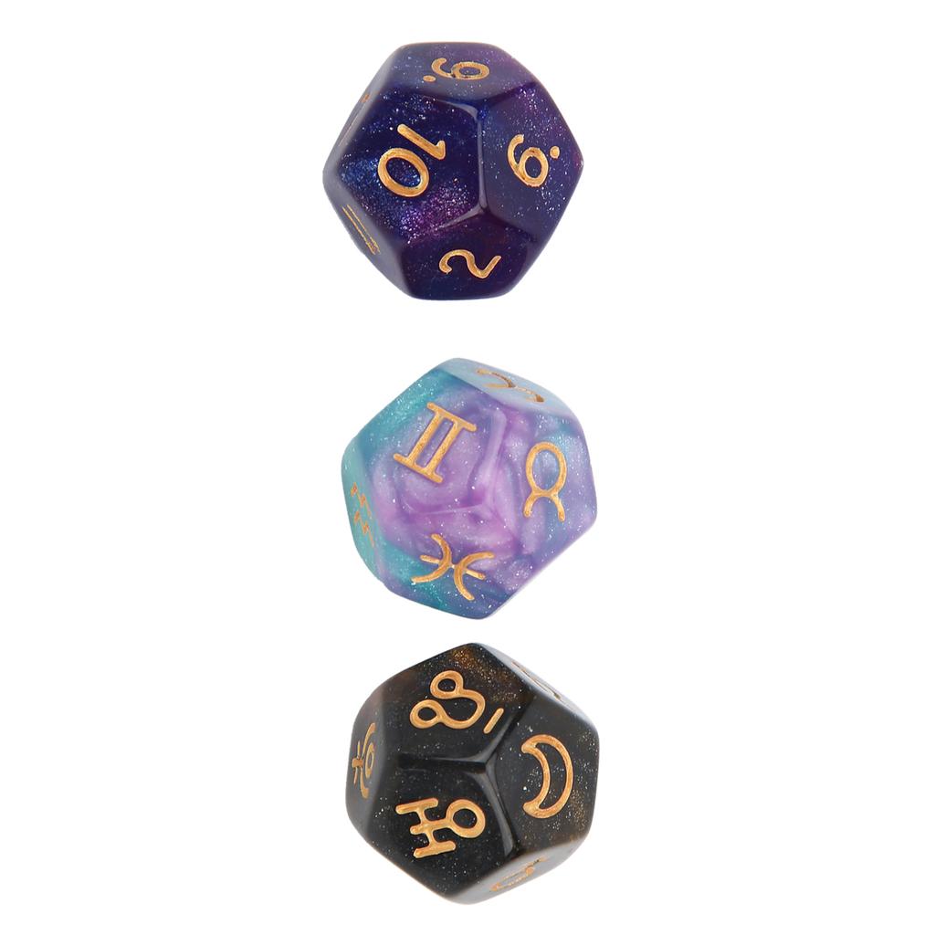 3pcs Resin Divination Dice Party Gathering Entertainment 12‑Sided Tarot Astrology Dice1#