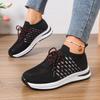 Versatile Comfortable Sneakers Fashion Round Toe Knit Breathable Lace-Up Soft Sole Non-Slip Low Top Single