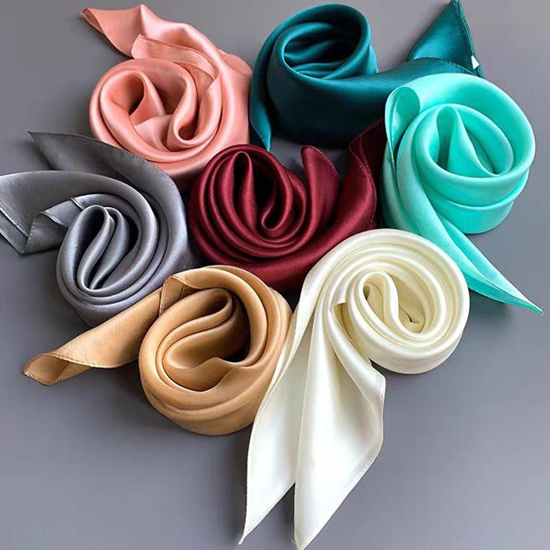 70cm Solid Color Small Square Scarf Women Trendy Versatile Neck Scarf Match Blazer Shirts Decorative Bandana