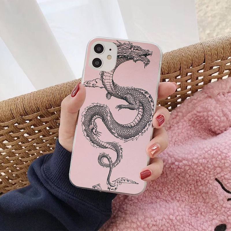 Fashion Dragon Animal Pattern Phone Case for iphone 13 8 7 6S Plus X 5S SE 2020 XR 11 12 mini pro XS MAX