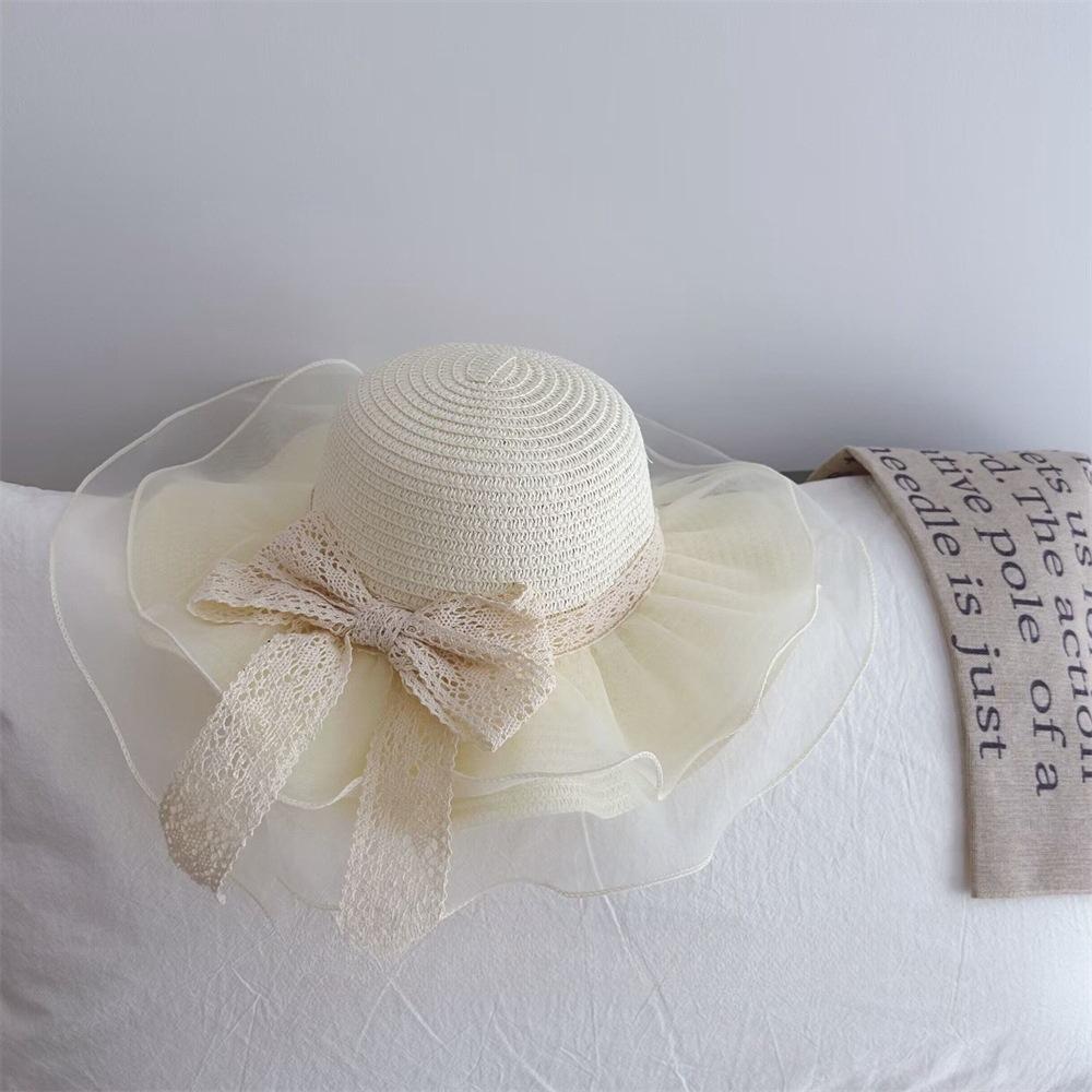 

Соломенная шляпа для девочек Ins, детская шляпа, летняя солнцезащитная шляпа, новая шляпа рыбака с большими полями