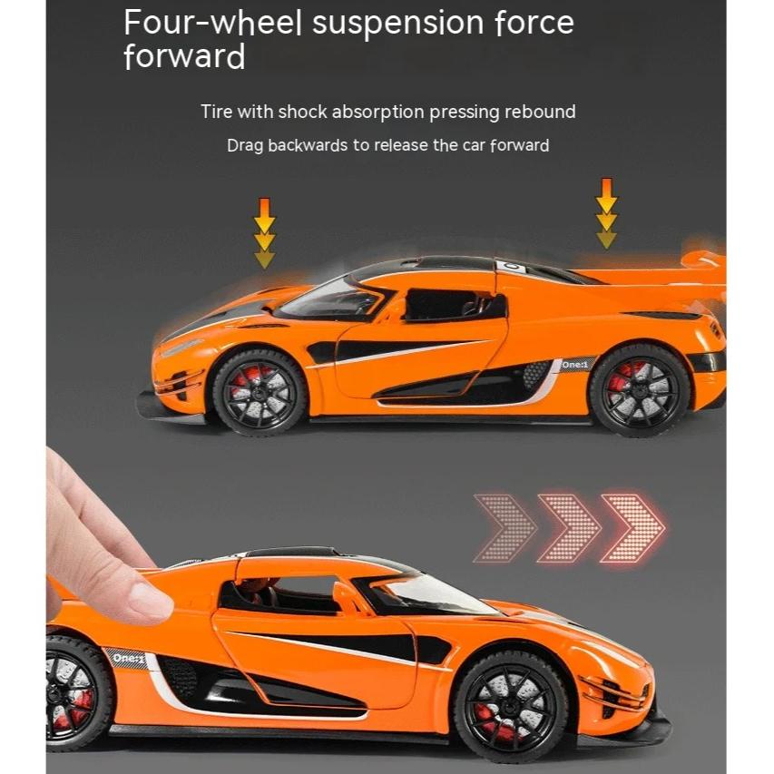 1/24 Scale Koenigsegg One Collectible Ornament with Sound, Light, and Feedback Function , Alloy Sports Car Toy Gift for Boys