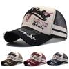 Casquettes en filet de baseball unisexes noires avec broderie rebelle, lavées, pour le printemps et l'été, réglables, casquettes décontractées d'extérieur, chapeau anti-UV, casquette de sport