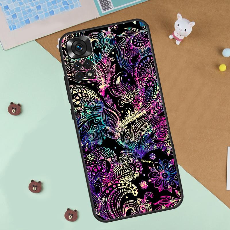 Indian Floral Henna Mandala Case For Xiaomi Redmi 14C 10C 12C 13C Cover For Redmi Note 13 Pro 14 9 10 11 12 10S 11S 12S